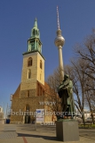 Luther-Denkmal St. Marienkirche und Fernsehturm am Alex, "verwaiste Plätzeund Orte", Berlin, 23.03.2020