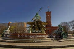 Neptunbrunnen vor dem Roten Rathaus, "verwaiste Plätzeund Orte", Berlin, 23.03.2020
