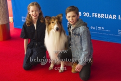 Bella Bading, Nico Marischka, sowie Lassie, "LASSIE  - EINE ABENTEUERLICHE REISE", Roter Teppich zur Weltpremiere, Zoo Palast, Berlin, 16.02.2020