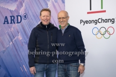 "OLYMPIA 2018", Photo call zm Olympia-Programm von ARD und ZDF, mit Skisprung-Experten Dieter Thoma, Toni Innauer, Radisson Blu Hotel, Berlin, 12.12.2017,